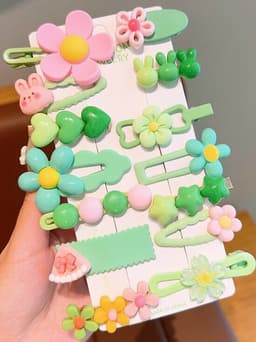 Sét 14  Cái Kẹp Tóc Màu Kẹo Cho Bé Gái Hoạt Hình Phong Cách Hàn Quốc ngộ nghĩnh Dễ Thương nhiều màu 8
