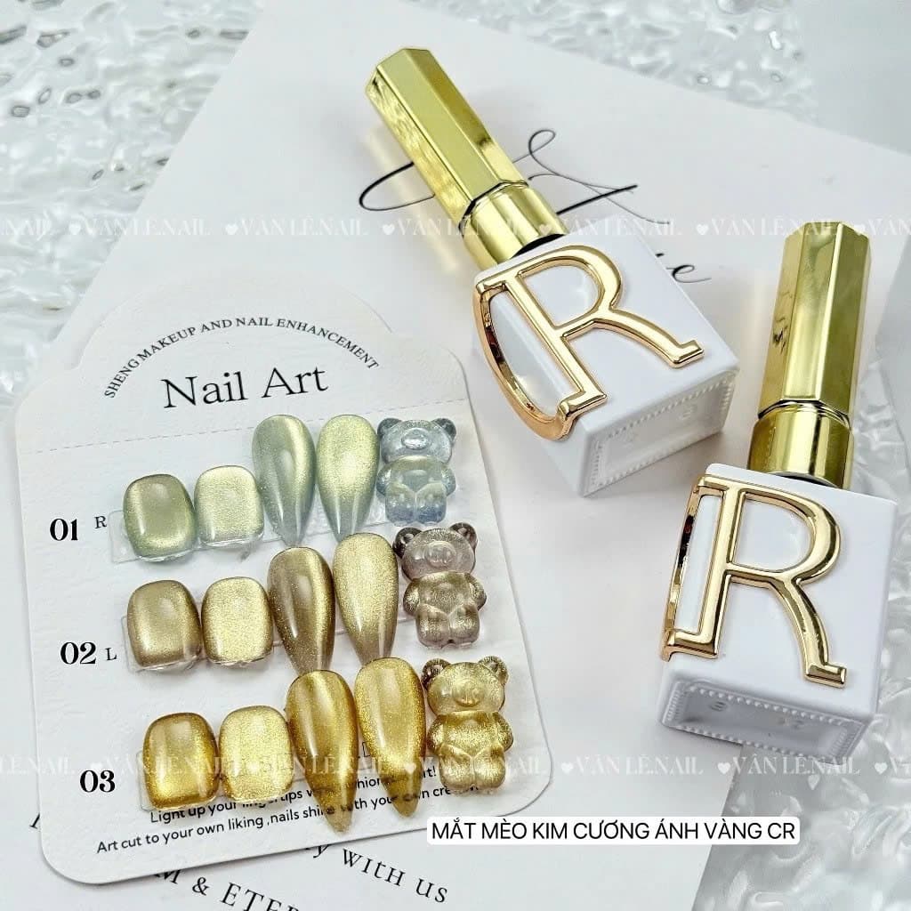Sơn Gel Mắt Mèo Kim Cương Ánh Vàng CR Chính Hãng Siêu Lấp Lánh Làm Nail Chất Sơn Dirse Đậm Đặc