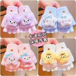 Găng tay nửa ngón cho bé 3-15 tuổi giữ ấm và chống lạnh cho bé gái Găng tay hoạt hình dễ thương 2