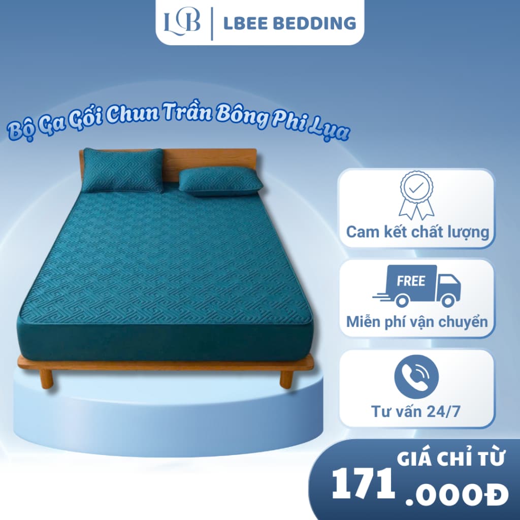 BỘ GA GỐI Chun Trần Bông Phi Lụa Bóng Các Loại Nhiều Màu Sắc  –  Kích Thước 1m2,1m4,1m5,1m6,1m8,2m2