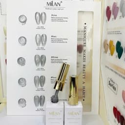 Sét sơn mắt mèo ánh trăng tone bạc từ nhạt đến đậm MILAN set 5 chai tặng kèm bảng màu nailbaoan 4