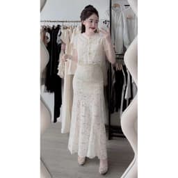 Xukadress_ Set Ren Đuôi Cá Màu Kem • Set Áo + Váy Ren Sang Trọng • Form Ôm Tôn Dáng – Dự Tiệc, Đi Chơi, Chụp Ảnh 4