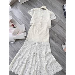 Xukadress_ Set Ren Đuôi Cá Màu Kem • Set Áo + Váy Ren Sang Trọng • Form Ôm Tôn Dáng – Dự Tiệc, Đi Chơi, Chụp Ảnh 7