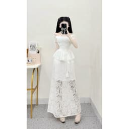 Xukadress_ Set Ren Đuôi Cá Màu Kem • Set Áo + Váy Ren Sang Trọng • Form Ôm Tôn Dáng – Dự Tiệc, Đi Chơi, Chụp Ảnh 9