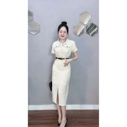 xukadress- Đầm kem sơmi thanh lịch, đơn giản, sang chảnh dễ mặc mọi dịp 5