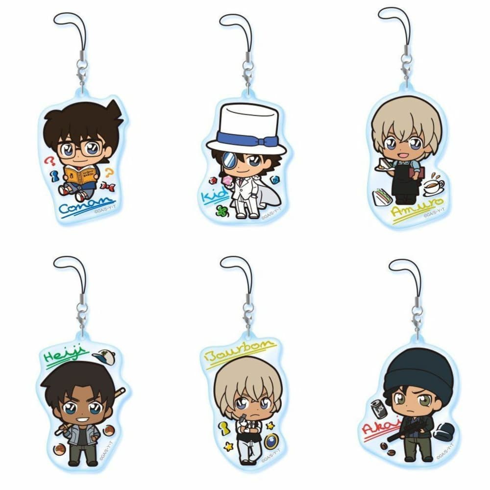 (mua 1 tặng 1) Dây treo điện thoại DETECTIVE CONAN ver TÊN anime chibi mica trong acrylic xinh xắn