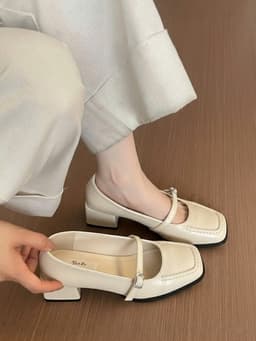 Giày Cao Gót MEYBANNI Mũi Vuông Quai Ngang Đế Cao 4cm Thanh Lịch - D909 10
