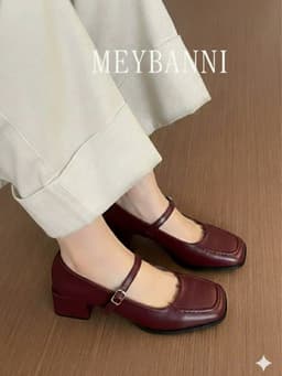 Giày Cao Gót MEYBANNI Mũi Vuông Quai Ngang Đế Cao 4cm Thanh Lịch - D909 12