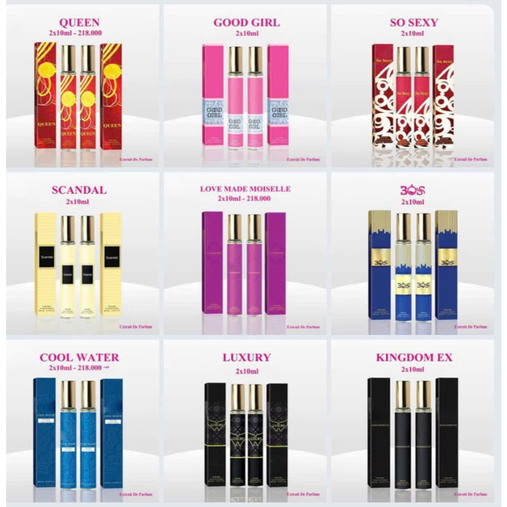 Combo 2 nước hoa mini 10ml Guility, KingDom Ex, Luxury, Boss, Good Girl, Queen, So Sexy, Scandal.... chính hãng