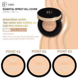 Phấn nước che khuyết điểm màu 21 RUÉE Essential Effect Kill Cover Cushion 15g - Chính hãng Hàn Quốc 4
