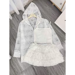 Xukadress_SET 3 MON:  ÁO KHOÁC TRẮNG + Áo 2S + CVAY TẦNG, set đồ dễ thương, set đồ cá tính, set trắng sang chảnh 9