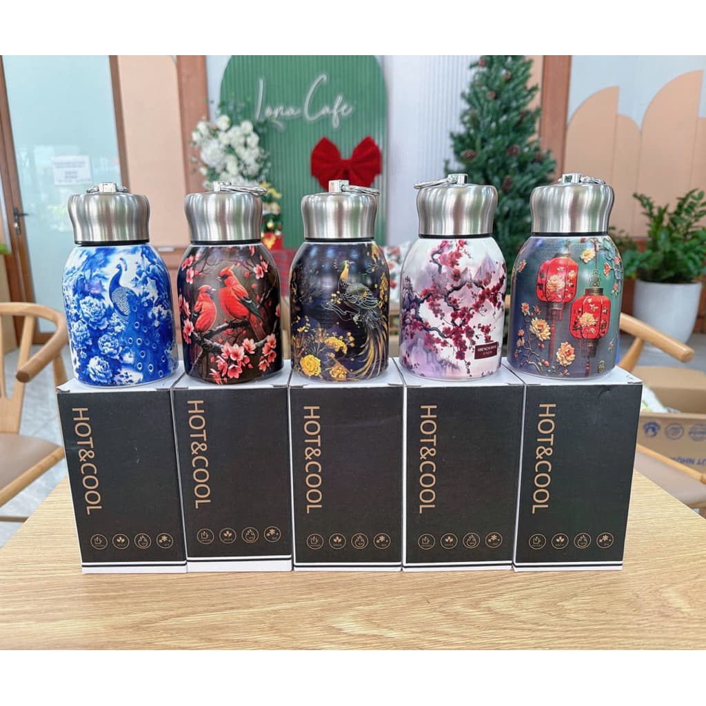 Bình Giữ Nhiệt  Cafe 300Ml Inox 316 Họa Tiết Cao Cấp Giữ Nhiệt Lâu, Nhỏ Gọn Tiện Lợi Cho Dân Văn Phòng SmarthomeX-VN