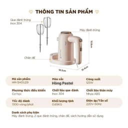 Máy Đánh Trứng Bear HM - 5H01J29, Công Suất 125w - Que Inox 304, Kèm Chân Chế Dựng Máy, Hàng Chính Hãng 9