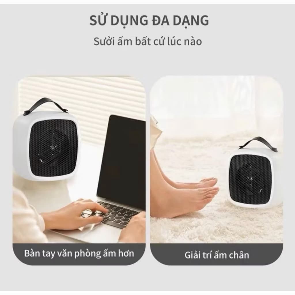 Máy Sưởi Gốm Mini Để Bàn – 2 Chế Độ Nóng – 500W Tiết Kiệm Điện | An Toàn – Nhỏ Gọn – Làm Ấm Nhanh
