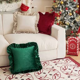 Gối tựa lưng sofa trang trí Decor, phòng khách sang trọng, phù hợp Khách sạn cao cấp chất nhung tông ĐỎ TRẮNG 9