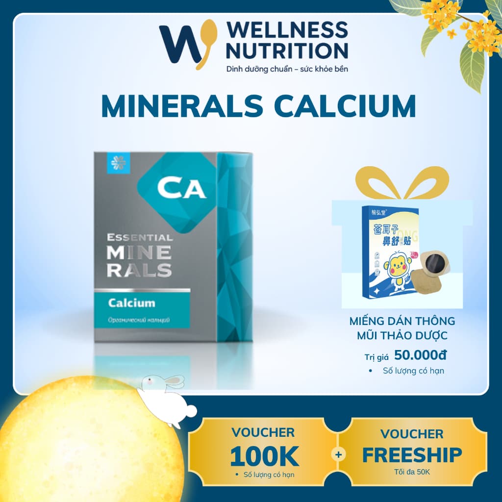 Canxi siberian Essential Minerals Calcium, hỗ trợ  phát triển của xương và răng hộp 60 viên