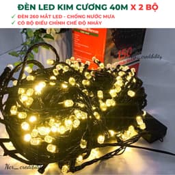 COMBO 2 Bộ Đèn Nháy Kim Cương 40M, Dây Led 4 Lõi Đồng, 8 Chế Độ Nháy Trang Trí Tiểu Cảnh Noel, Tết 1