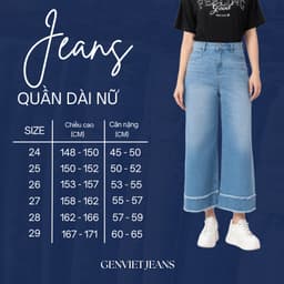 Quần Dài Nữ Genviet vải Jeans Thời trang form Col Thụn 8524 9