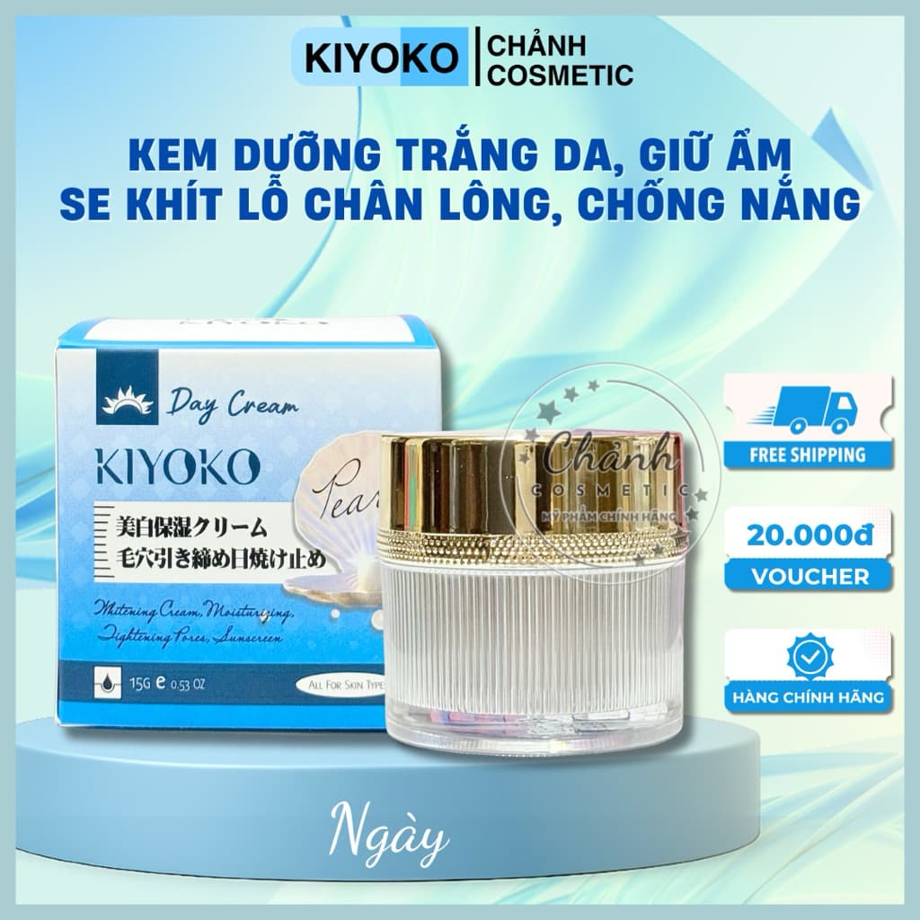 Kem Ban Ngày Kiyoko Dưỡng Trắng Da, Giữ Ẩm, Ngừa Lão Hoá, Chống Nắng, Se Khít Lỗ Chân Lông 15g