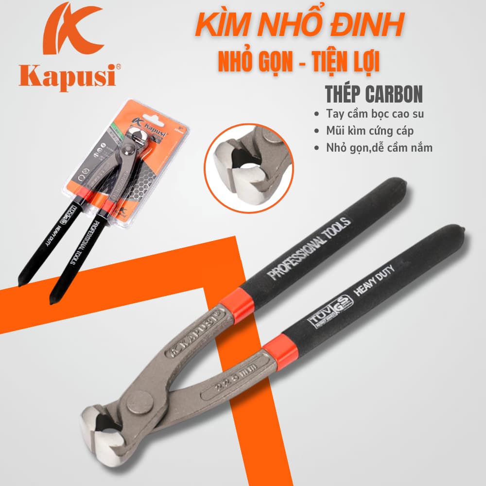 Kìm Nhổ Đinh 9 inch 225mm Nhật Kapusi Chính hãng, Thép Carbon k8307