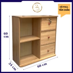 Tủ đa năng gỗ MDF phủ melamine, có khóa, màu gỗ sậm, hiện đại và sang trọng cho đầu giường. 4