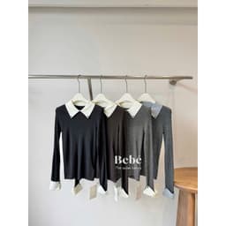 𝑨𝒏𝒏 𝑺𝒕𝒖𝒅𝒊𝒐 x 𝐐𝐂𝐂𝐂] Áo Len Nữ Dài Tay Cổ Polo Phối Tay, Áo Len Cổ Bẻ Tay Dài Form Ôm Phong Cách Hàn Quốc 2