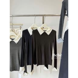 𝑨𝒏𝒏 𝑺𝒕𝒖𝒅𝒊𝒐 x 𝐐𝐂𝐂𝐂] Áo Len Nữ Dài Tay Cổ Polo Phối Tay, Áo Len Cổ Bẻ Tay Dài Form Ôm Phong Cách Hàn Quốc 4