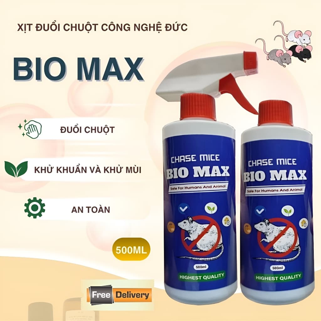 Xịt Đuổi Chuột Thảo Mộc Bio MAX 500 ML  –  An Toàn, Đuổi Chuột Hiệu Quả Không Độc Hại
