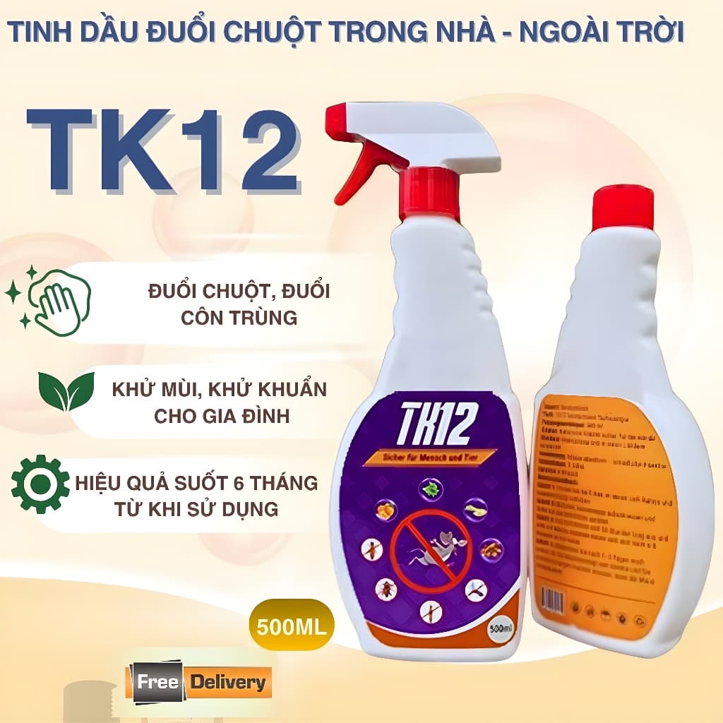 Xịt Đuổi Chuột Thảo Mộc TK12 500ML – An Toàn, Đuổi Chuột Hiệu Quả Không Độc Hại
