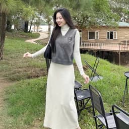 Chân Váy Midi Chữ A Vải Len Lông Thỏ Dáng Dài 88cm Xẻ Sau Cạp Chun Basic Dễ Mặc Phong Cách Đi Làm Đi Chơi 4