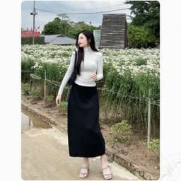 Chân Váy Midi Chữ A Vải Len Lông Thỏ Dáng Dài 88cm Xẻ Sau Cạp Chun Basic Dễ Mặc Phong Cách Đi Làm Đi Chơi 5