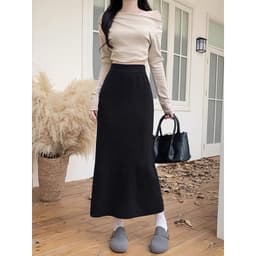 Chân Váy Midi Chữ A Vải Len Lông Thỏ Dáng Dài 88cm Xẻ Sau Cạp Chun Basic Dễ Mặc Phong Cách Đi Làm Đi Chơi 7