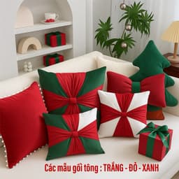Gối tựa lưng sofa trang trí Decor, phòng khách sang trọng, phù hợp Khách sạn cao cấp chất nhung tông ĐỎ TRẮNG 1