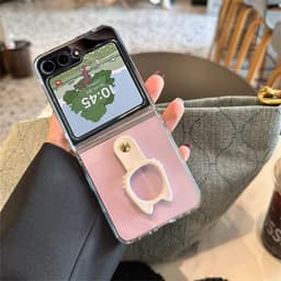 [CÓ SẴN] Ốp ZFLIP 7 - Z FLIP 6 - Z FLIP5 - FLIP4 5G trong suốt nhựa cứng viền nút kèm móc ring giữa hình mèo dễ thương 6