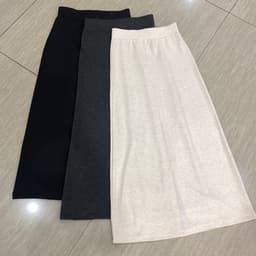 Chân Váy Midi Chữ A Vải Len Lông Thỏ Dáng Dài 88cm Xẻ Sau Cạp Chun Basic Dễ Mặc Phong Cách Đi Làm Đi Chơi 9