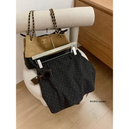 [𝑻𝒉𝒆𝑴𝒂𝒚 x 𝐖𝐆𝐖𝐄] Chân Váy Dạ Chữ A Dáng Ngắn Chấm Bi WG.WE 8130, Chân Váy Mini Nữ Cạp Cao Ôm Dáng 4