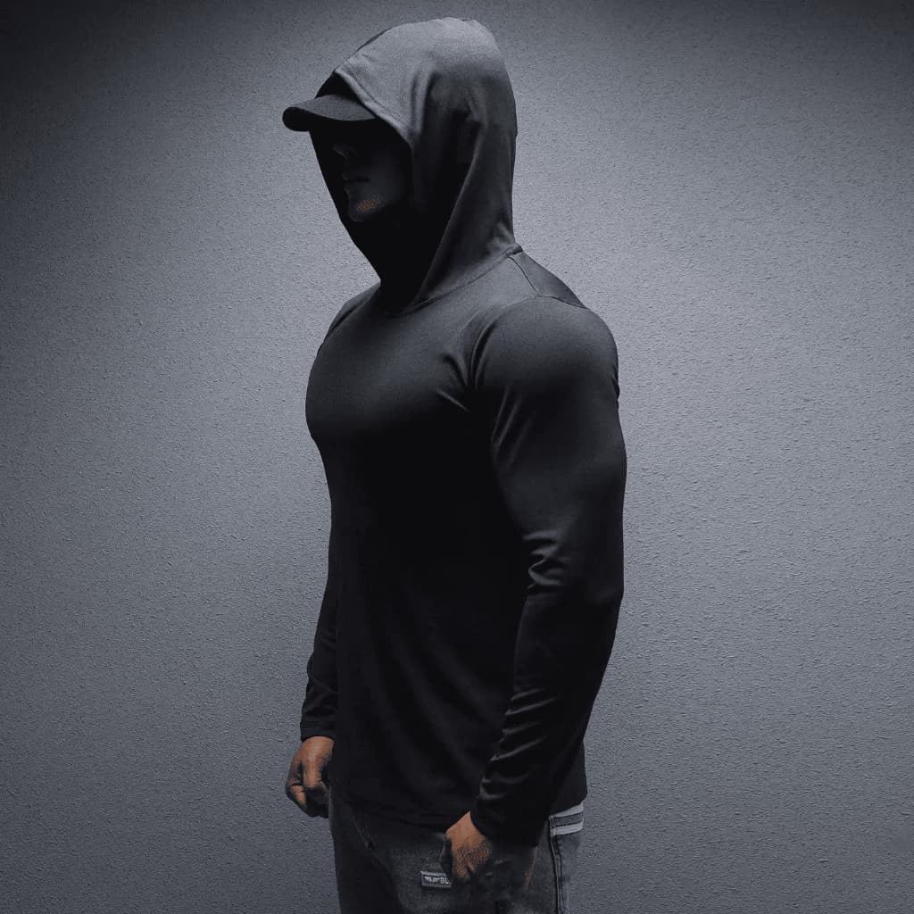 Áo Giữ Nhiệt Nam Dài Tay Có Mũ, Chất Thun Lạnh Thái Mặc 4 Mùa, Tập Gym, Chạy Bộ, Bickleball, Áo Chống Nắng, Lao Động...
