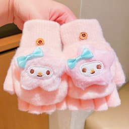 Găng tay nửa ngón cho bé 3-15 tuổi giữ ấm và chống lạnh cho bé gái Găng tay hoạt hình dễ thương 8