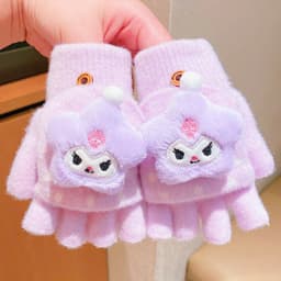 Găng tay nửa ngón cho bé 3-15 tuổi giữ ấm và chống lạnh cho bé gái Găng tay hoạt hình dễ thương 3