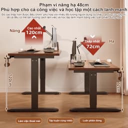 Bàn làm việc chỉnh chiều cao Đa Năng Cho Văn Phòng Học Tập Và Gaming 2 trong 1 Gỗ Nâng Hạ Điện 2