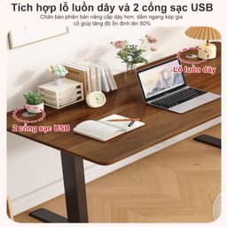 Bàn làm việc chỉnh chiều cao Đa Năng Cho Văn Phòng Học Tập Và Gaming 2 trong 1 Gỗ Nâng Hạ Điện 5