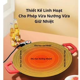 Chảo Đá Nướng Điện Men Nhật Bản Chống Dính Siêu Bền 5 Lớp Vân Chống Dính Nướng Thịt BBQ 36cm 6