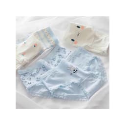 Sét 5 Quần Lót Nữ Cotton Mềm mặc ôm thoáng khí thoải mái co giãn không rặm ngứa họa tiết xanh mặt cười 1