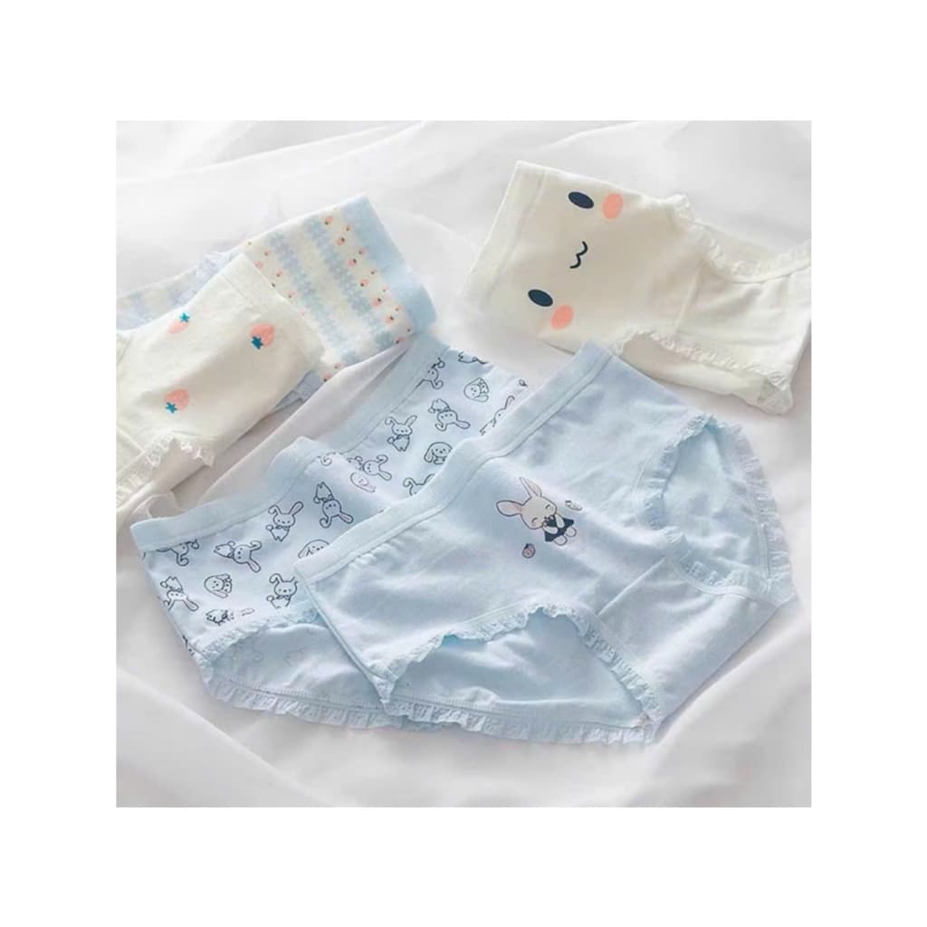 Sét 5 Quần Lót Nữ Cotton Mềm mặc ôm thoáng khí thoải mái co giãn không rặm ngứa họa tiết xanh mặt cười