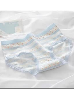 Sét 5 Quần Lót Nữ Cotton Mềm mặc ôm thoáng khí thoải mái co giãn không rặm ngứa họa tiết xanh mặt cười 7