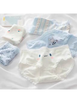 Sét 5 Quần Lót Nữ Cotton Mềm mặc ôm thoáng khí thoải mái co giãn không rặm ngứa họa tiết xanh mặt cười 5