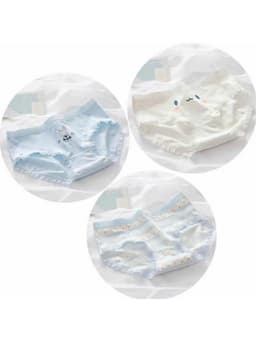 Sét 5 Quần Lót Nữ Cotton Mềm mặc ôm thoáng khí thoải mái co giãn không rặm ngứa họa tiết xanh mặt cười 9
