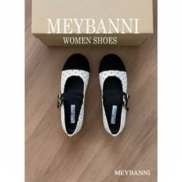 [CHÂN GẦY LÙI 1 SIZE] Giày Búp Bê MEYBANNI Đế Bệt Mũi Tròn Phối Chấm Bi Quai Ngang Dễ Thương - C665 1