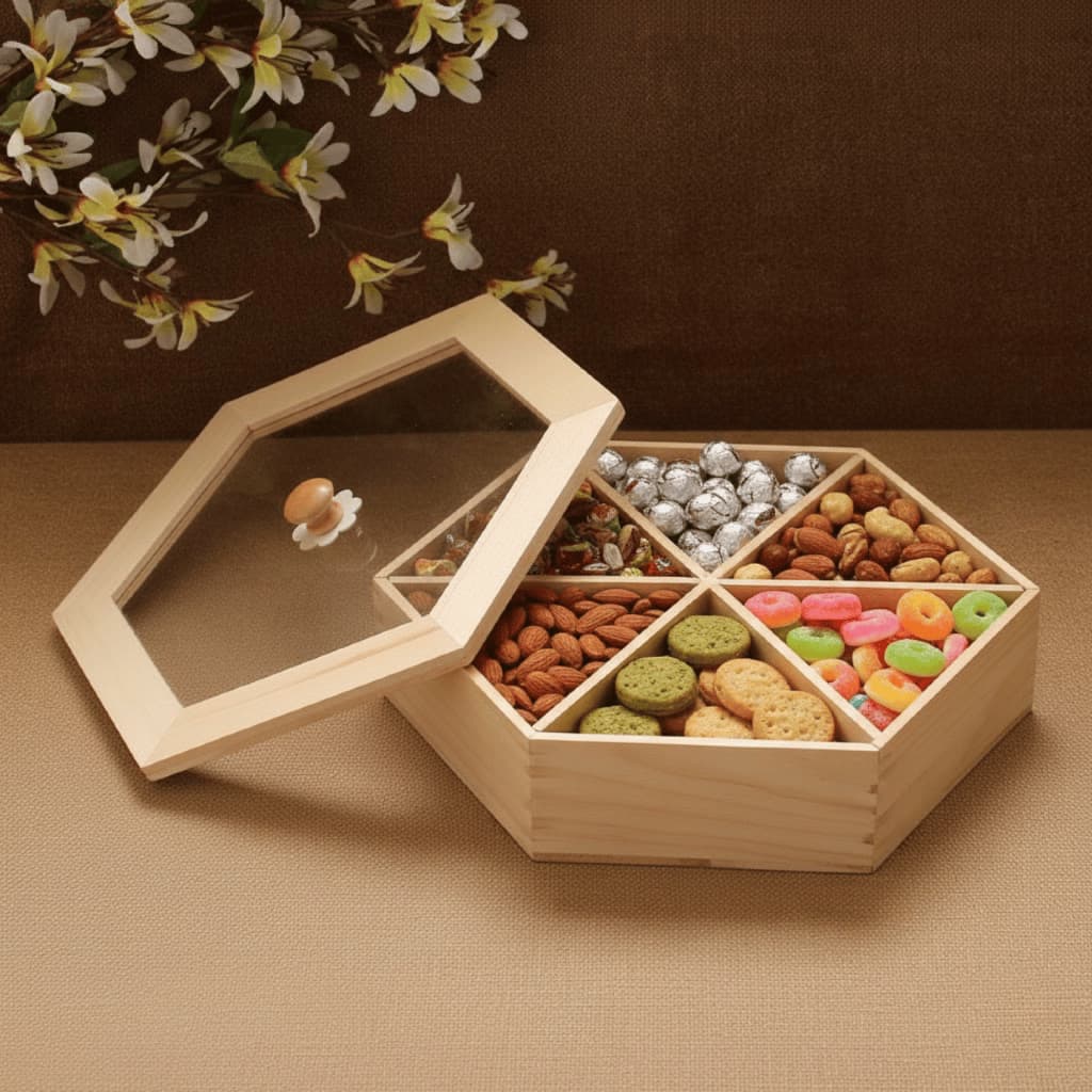 Khay gỗ đựng mứt, bánh kẹo ALOG, trang trí bàn trà, quà tặng Tết