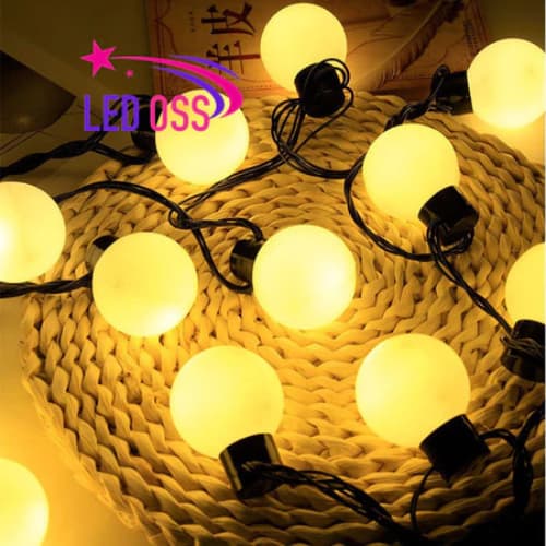 Dây đèn trang trí bóng trứng phi 5cm 20 bóng đèn nhiều màu dài 5m chiếu sáng thích hợp decor cả trong nhà và ngoài trời